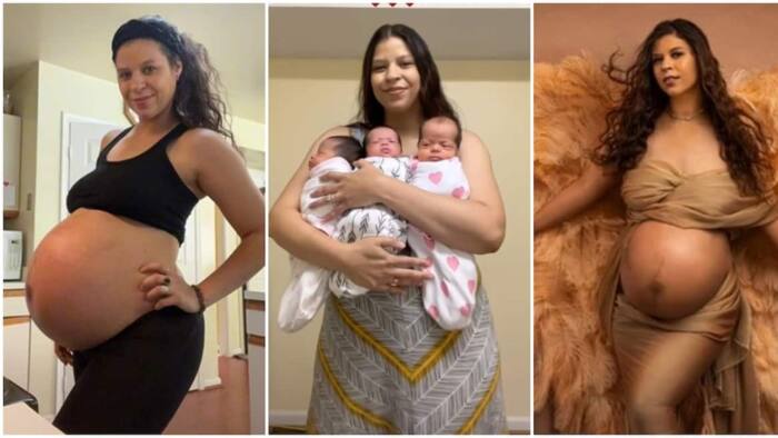"I'm so grateful Lord": Mum celebrates as she gives birth to triplets, posts video of her large baby bump