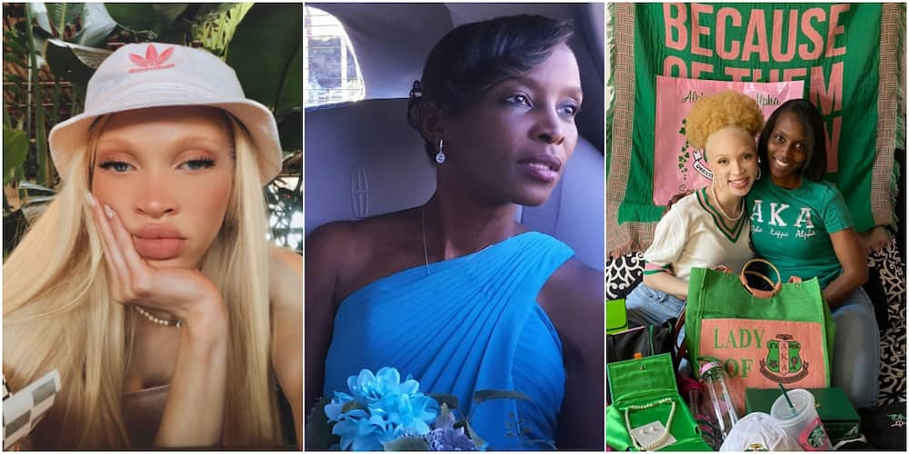 I don't have albinism: Reactions as light skinned lady with blonde hair celebrates her super hot black mum