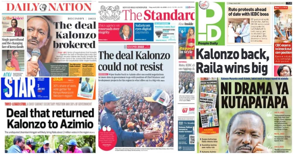 Kenyan Newspapers Review: Inside Deal that Saw Kalonzo Rejoin Azimio