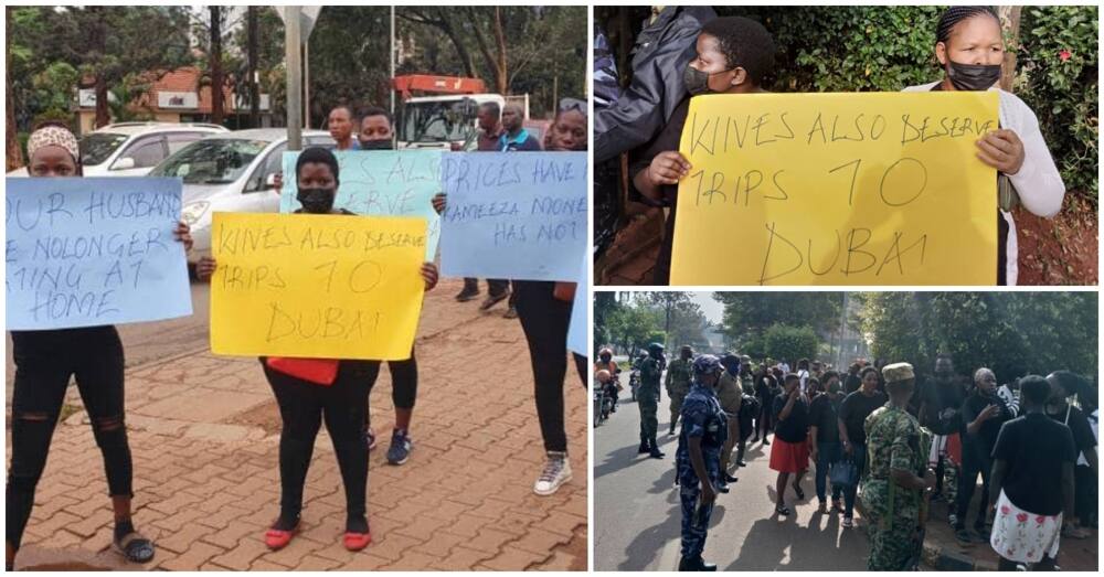 Ugandan women protesting against side chicks spoiling their marriages.