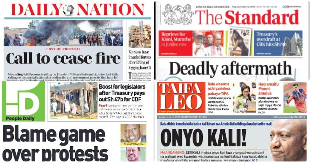 Kenyan newspapers for Friday, July 14.