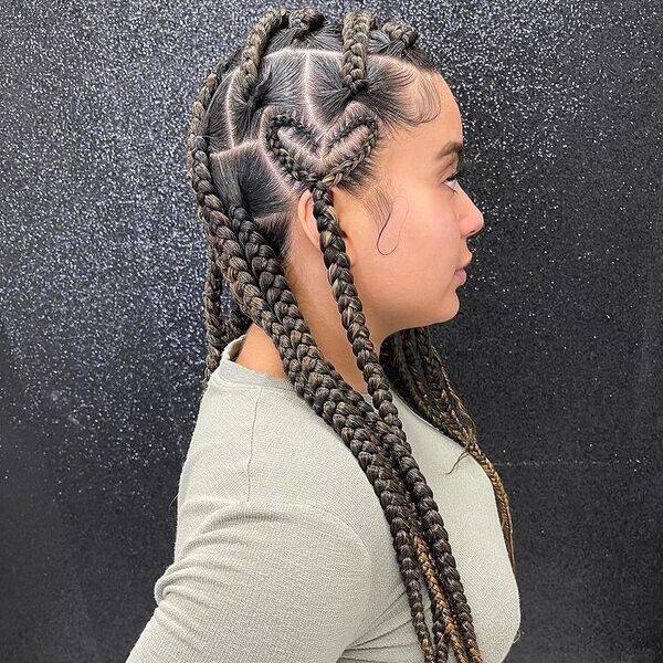 knotless braids with heart