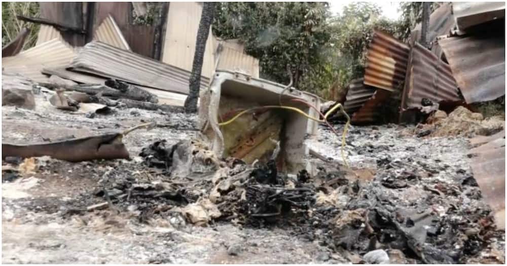 A burnt-down house. Photo: kenya Redcross.