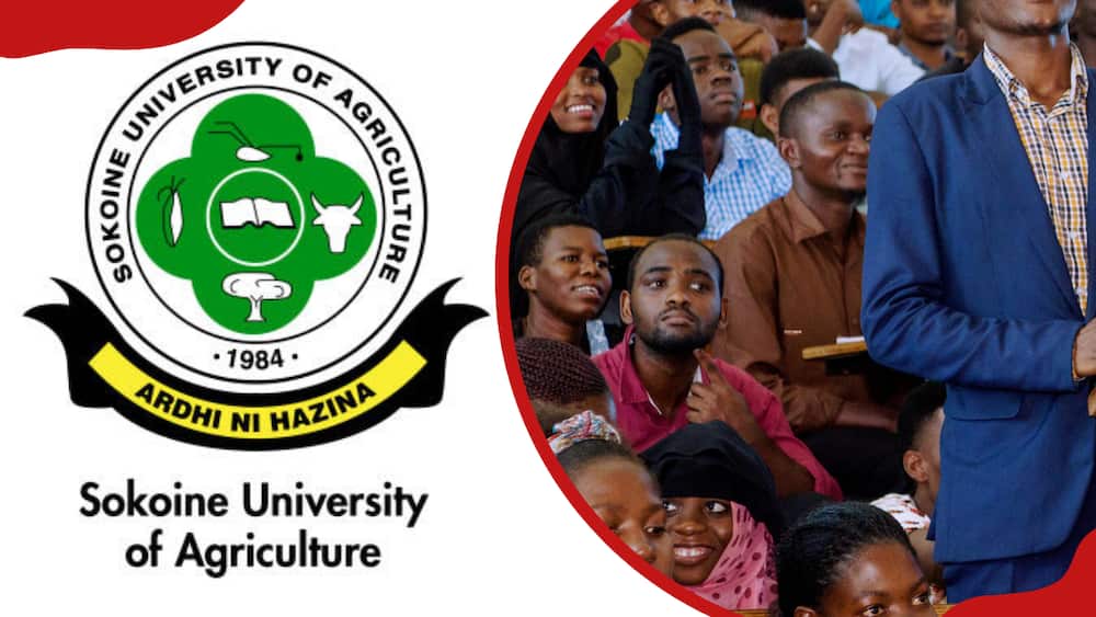 The SUA logo and the university's students during a conference