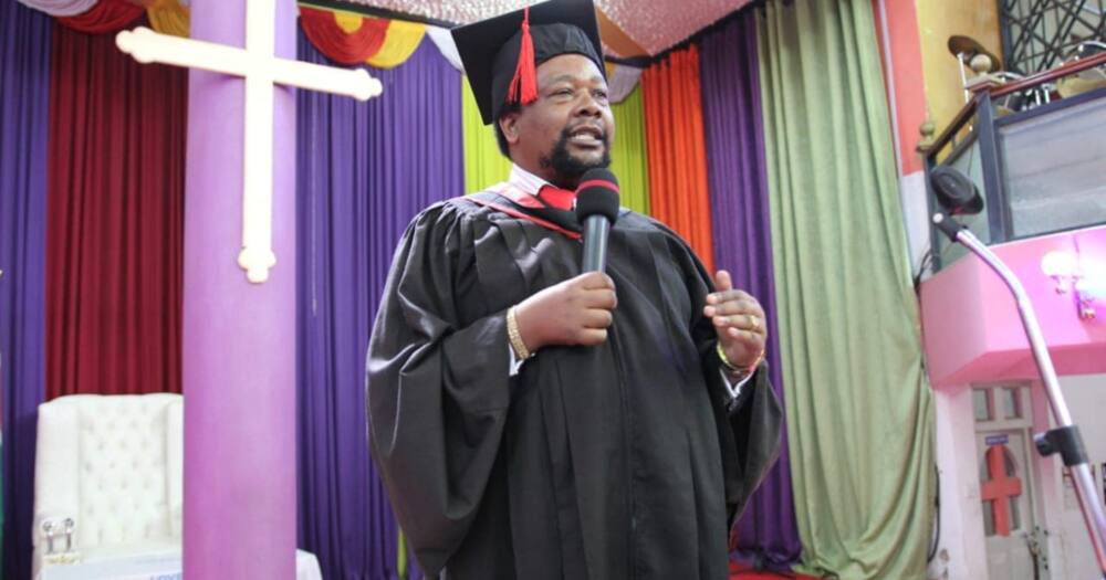 Bishop Godfrey Migwi preached the gospel at the House of Hope Church in Kayole.