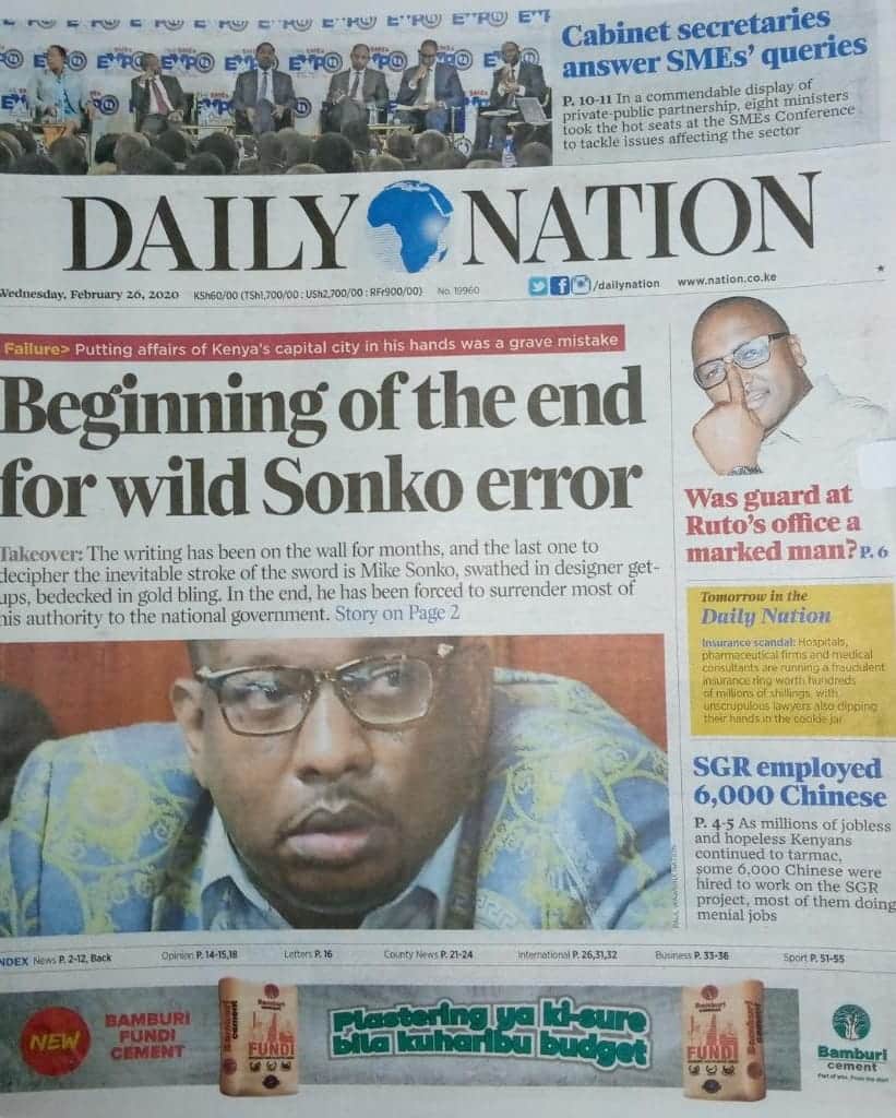 Kenyan newspapers review for February 26: Only 130k Kenyans take over KSh 100k home monthly as economy hit KSh 10 trillion