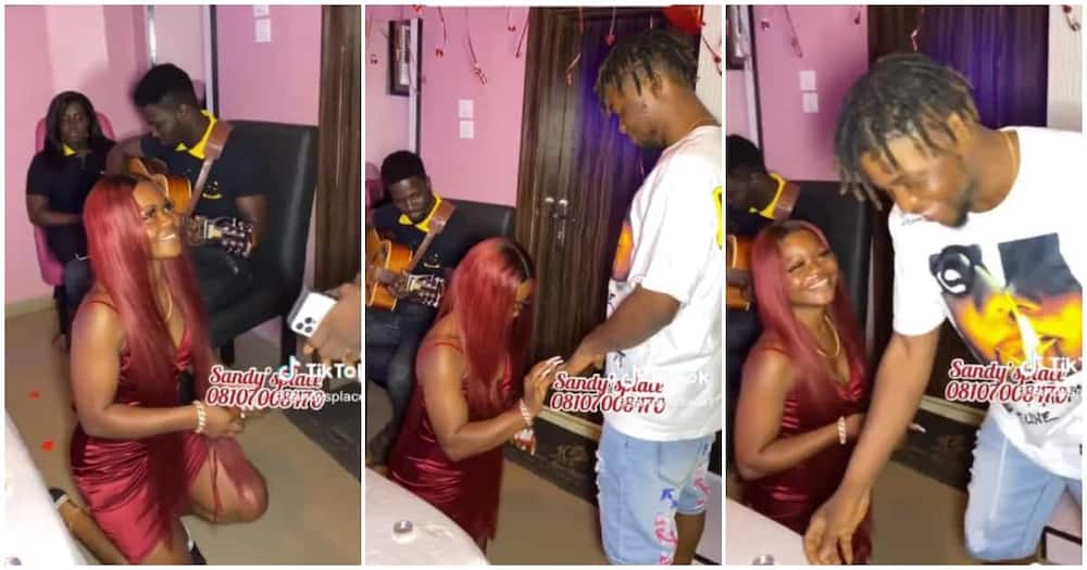 Nigerian lady proposes to man, Nigerian lady kneels and proposes to man