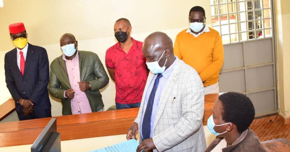 Kimilili MP Didmas Barasa (in suit), Senator Samson Cherargei (in pink shirt), Belgut MP Nelson Koech (in red t-shirt) and Chesumei MP Wilson Kogo (in yellow sweater). Photo: Samson Cherargei.