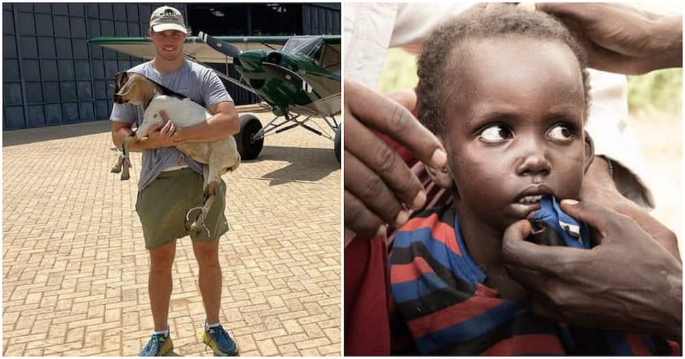 Pilot Roan Carr-Hartley, little boy rescued from Tsavo.