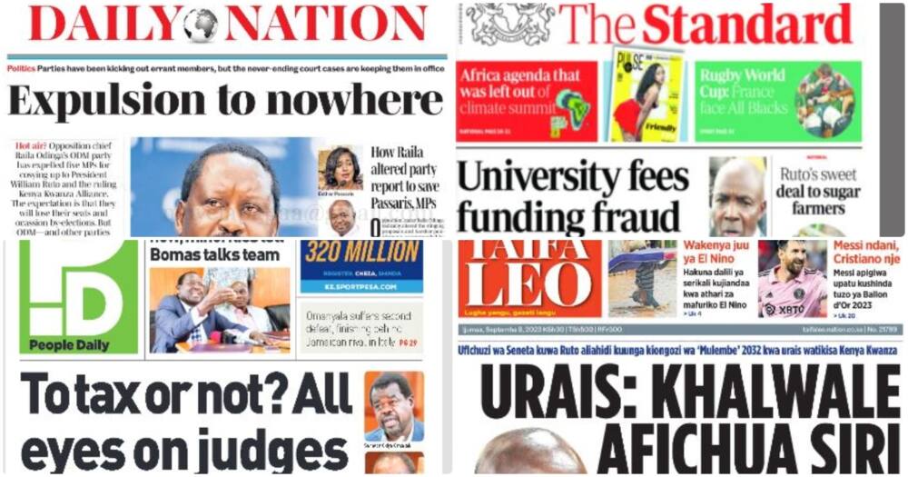 Kenyan newspapers for Friday, September 8.