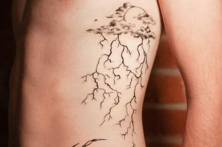 The Mighty Thor that looks like the Chris Hemsworth version with lightning  in the background tattoo idea | TattoosAI