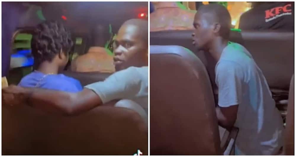 Ghanaian 'trotro' mate sparks reactions as video captures him kneeling and begging for a passenger's contact