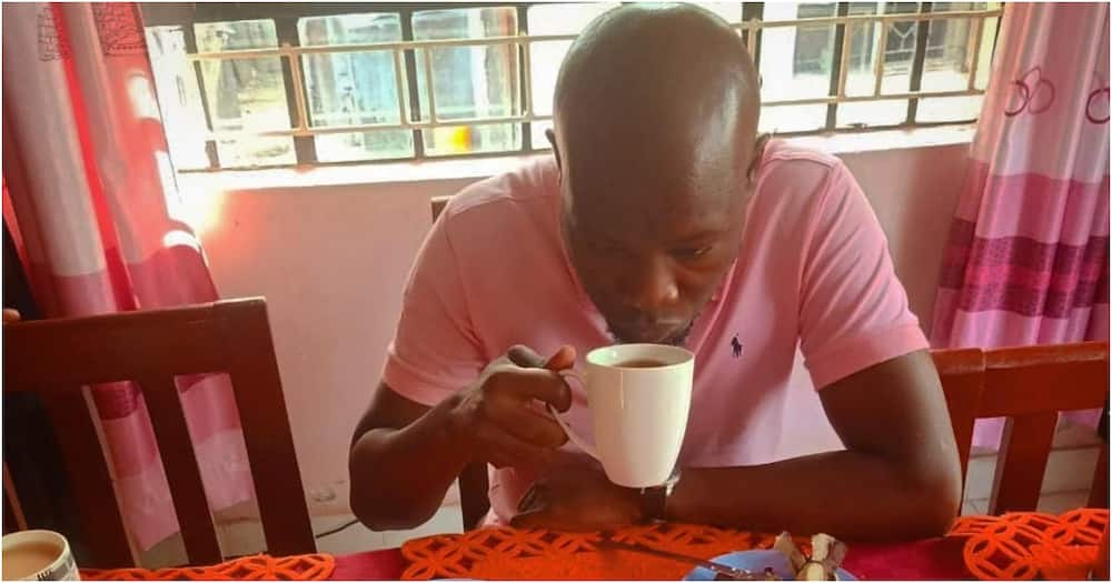 Gospel singer Daddy Owen enjoying breakfast at his village home in Kakamega. Photo: Daddy Owen.