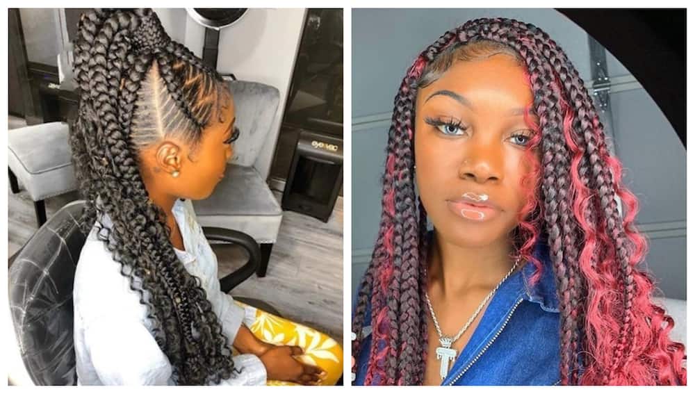 40 Red Box Braids Styles For Every Occassion  Red box braids, Box braids  styling, Black box braids