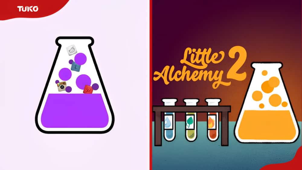 The cover art and logos of Little Alchemy 1 (L) and Little Alchemy 2 (R)