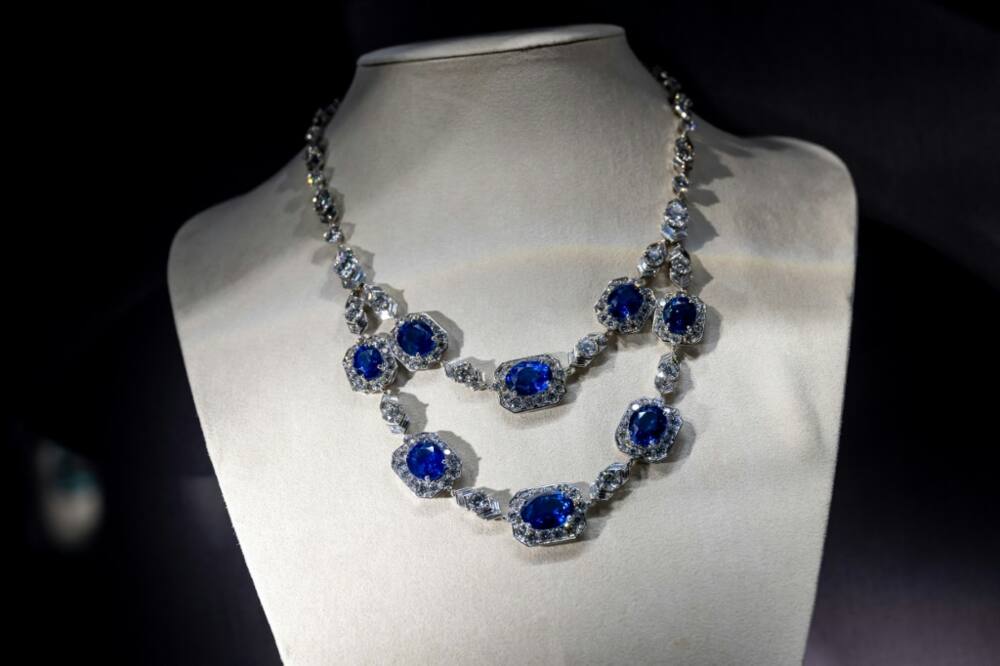 A Bulgari sapphire and diamond necklace will be on sale at the auction in Switzerland