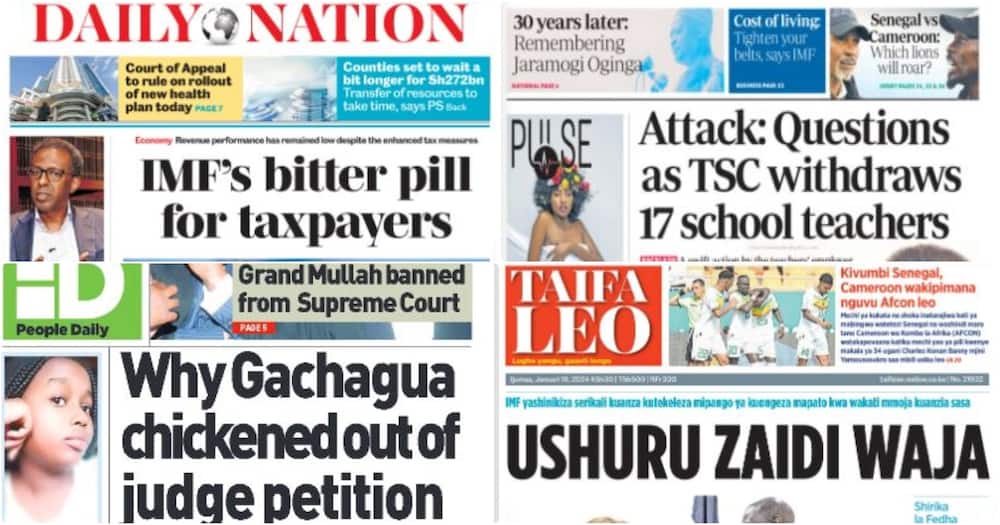 Kenyan newspapers headlines on Friday, January 19.