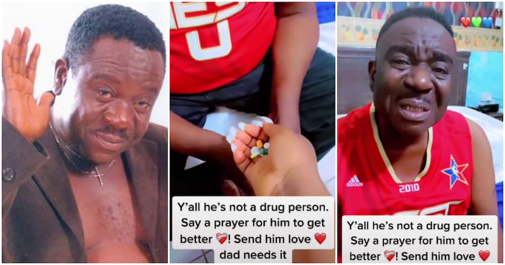 Ailing Actor Mr Ibu Almost in Tears As He Begs Daughter to Take Pills on His Behalf