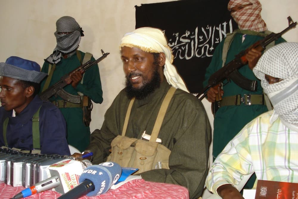 Muktar Robow (centre) defected from the Al-Qaeda-linked Al-Shabaab insurgents in August 2017