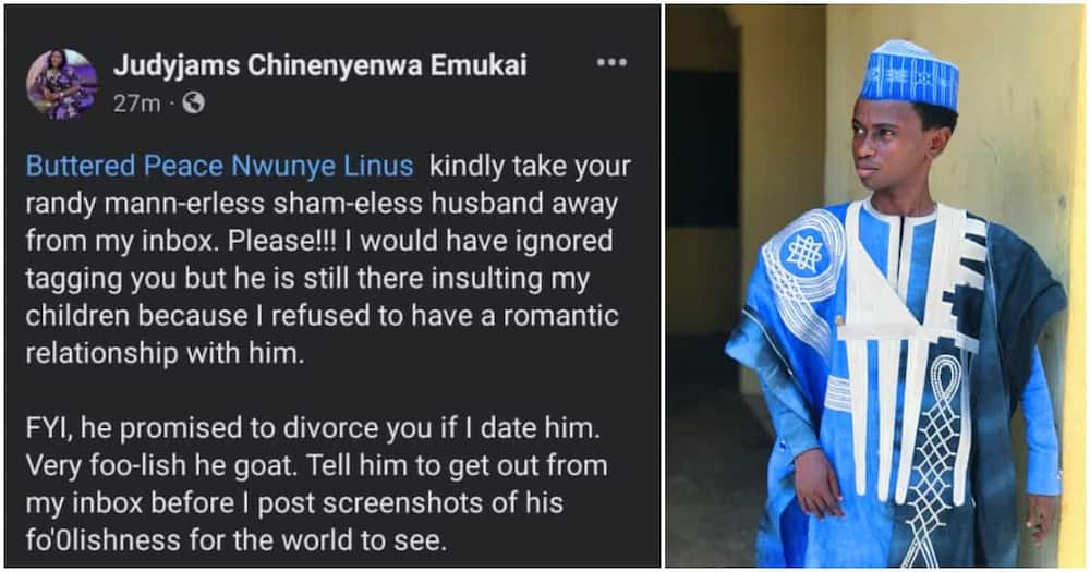 Lady calls out married man, tags his wife