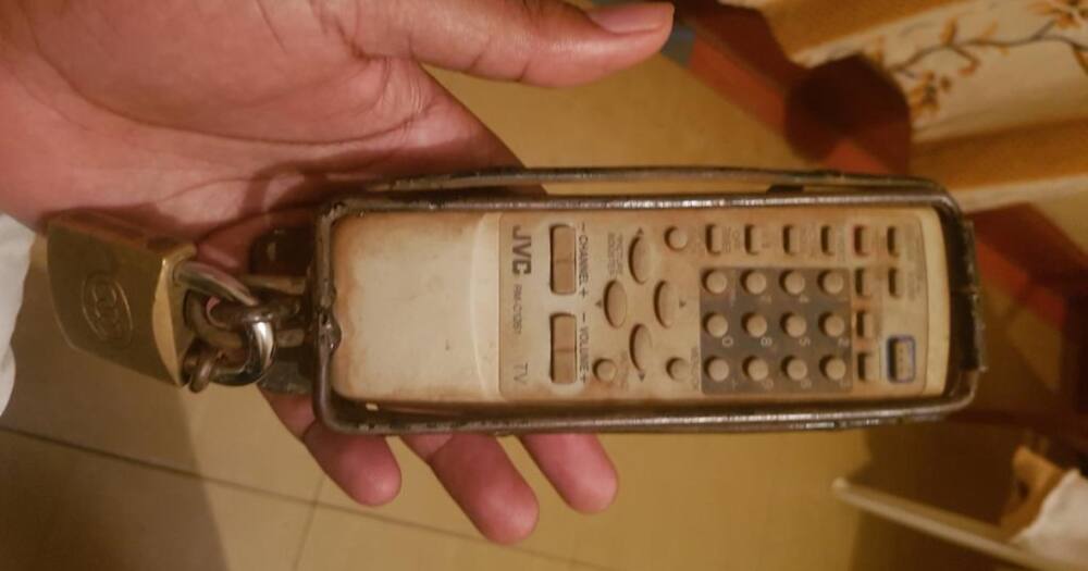 Man leaves netizens in stitches after showing TV remote chained to bed at Embu hotel