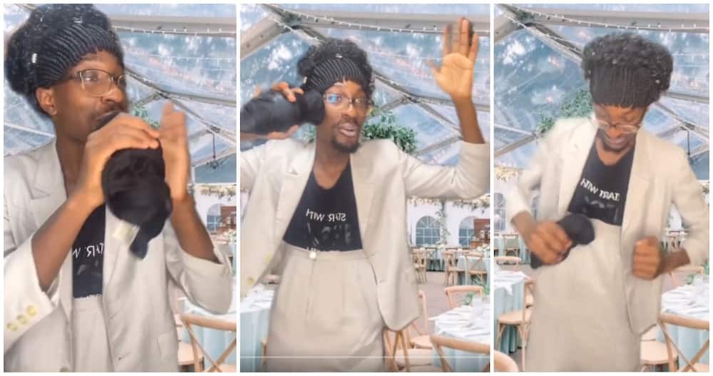 Comedian Muchiri cracks netizens with hilarious cake matron mimic at wedding.