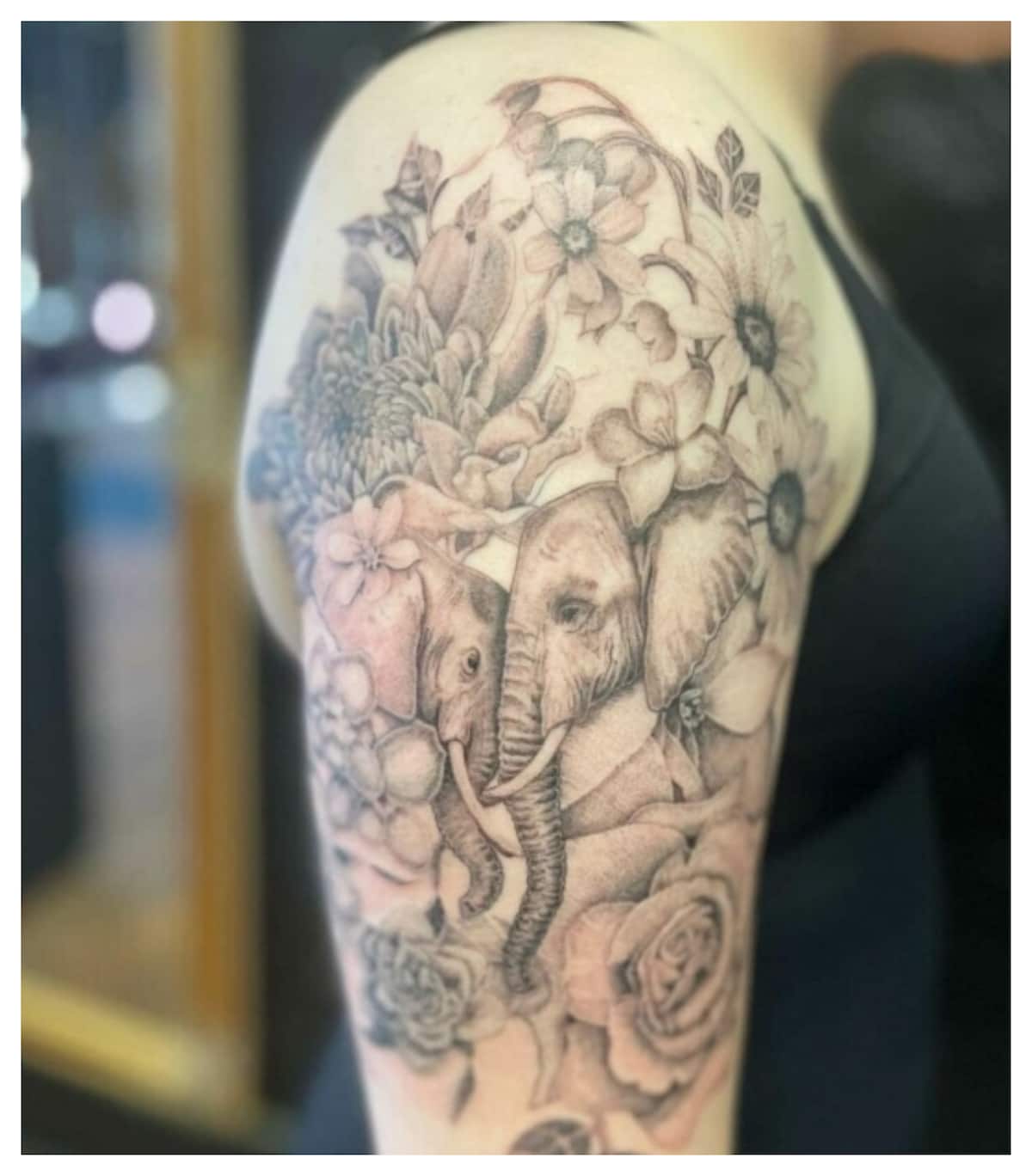 FLowrers Elephant Tattoo on Hip - Best Tattoo Ideas Gallery