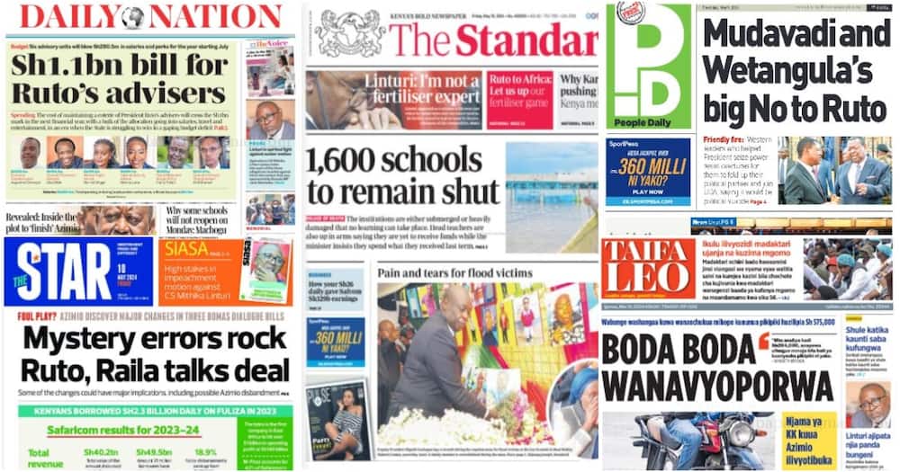 Kenyan newspapers headlines on Friday, May 10.