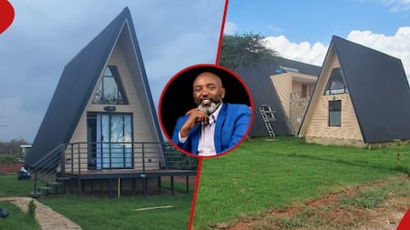 Kenyan Man Flaunts Classy A-Frame Cabin House, Breaks Down Cost, Material: "It Depend on Preference"