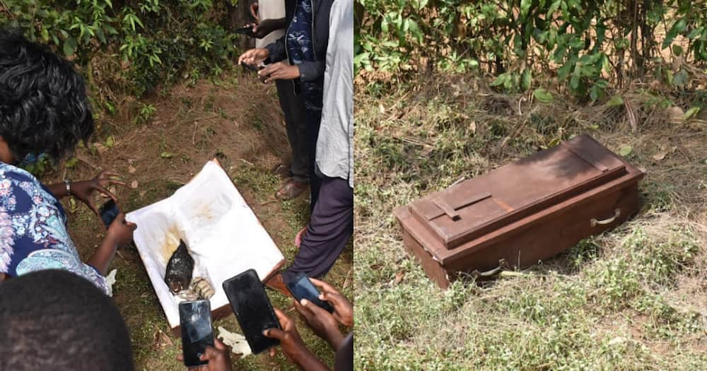 The chicken and the rosary, the coffin also had a snail, amongst. Photo: Kericho Digital.