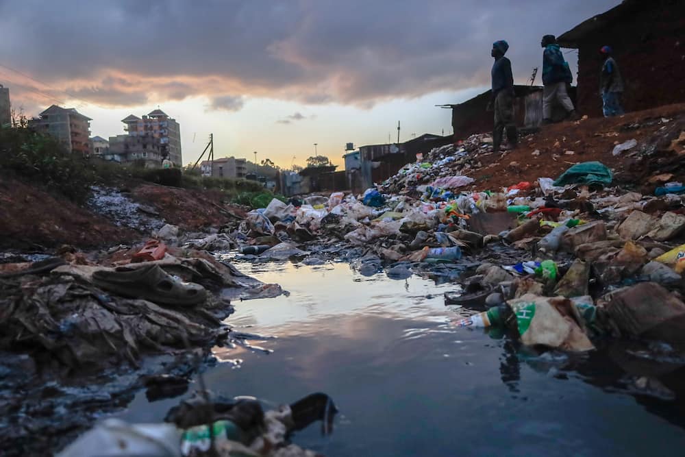 View of a dumpling site in Kibera Slum of Nairobi. Life inside Kibera Africa's Largest Slum.