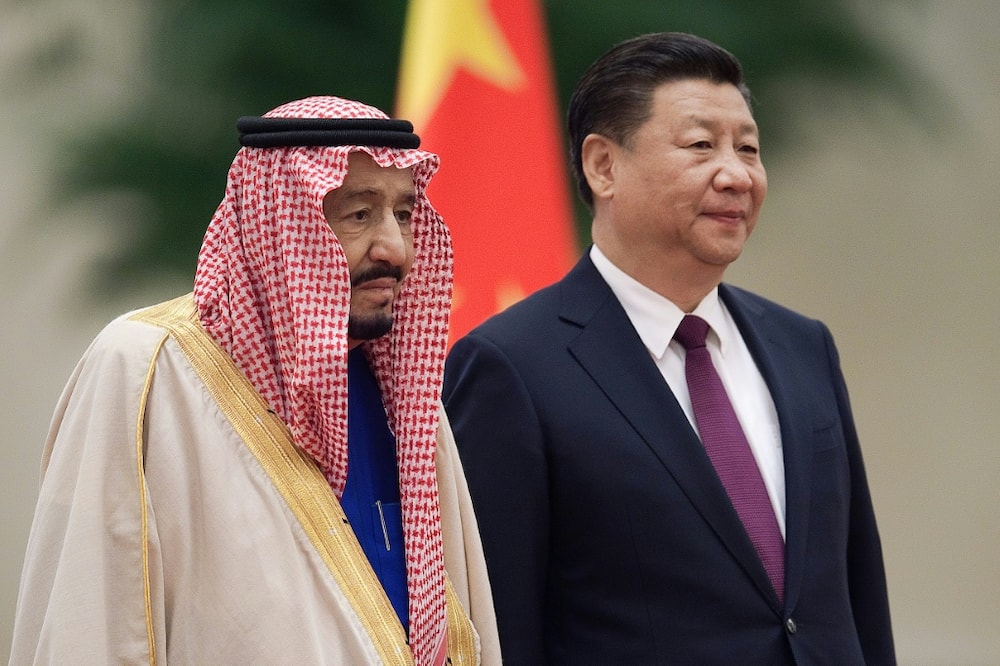 Chinese President Xi Jinping was due to meet Saudi King Salman bin Abdulaziz, 86. The two are seen here in a file picture from March 16, 2017 when they met in Beijing