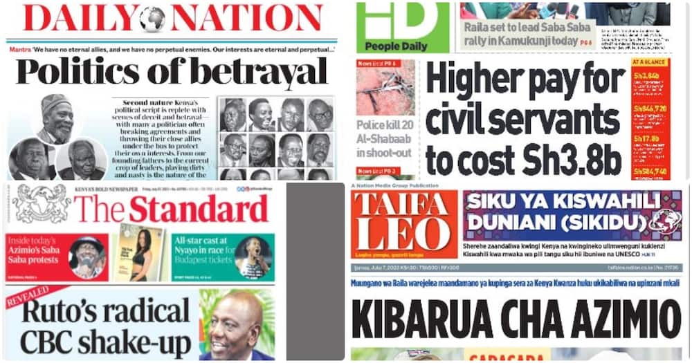 Kenyan newspapers for July 7.