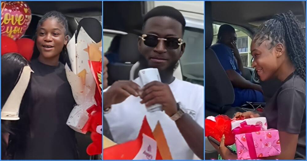 A man surprised his girlfriend with a van full of birthday gifts.