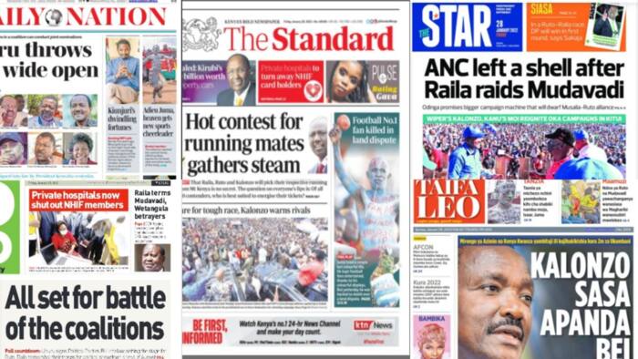 Kenyan Newspapers Review for Jan 28: Raila Terms Mudavadi and Wetang'ula Betrayers for Joining Ruto