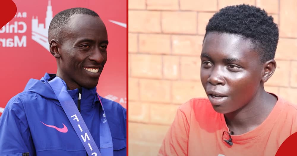 From left Kelvin Kiptum, the deceased marathoner. In the right frame is Edna Awuor, Kiptum's alleged baby mama. She disclosed that she only wants her child to be recognised.