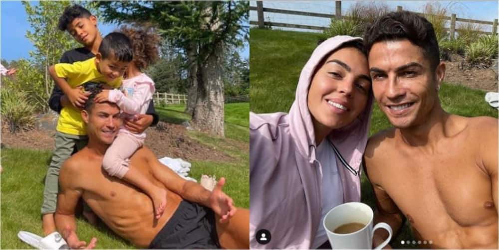 Ronaldo shares adorable photo in new Manchester home with family after joining Old Trafford club.