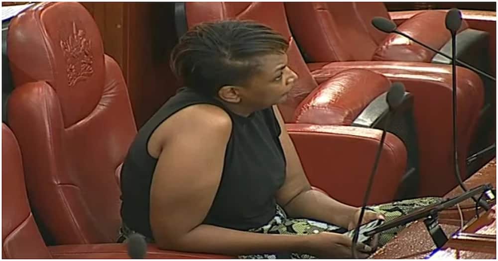 Karen Nyamu was asked to leave the Senate chambers for showing off her hands. Photo: Kawangware's Finest.
