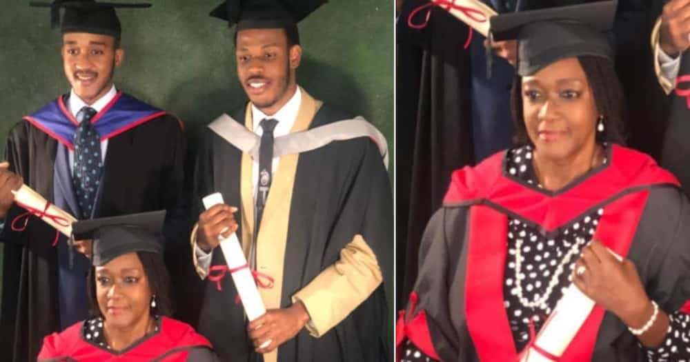 Mum recalls how she graduated from university alongside her two sons.