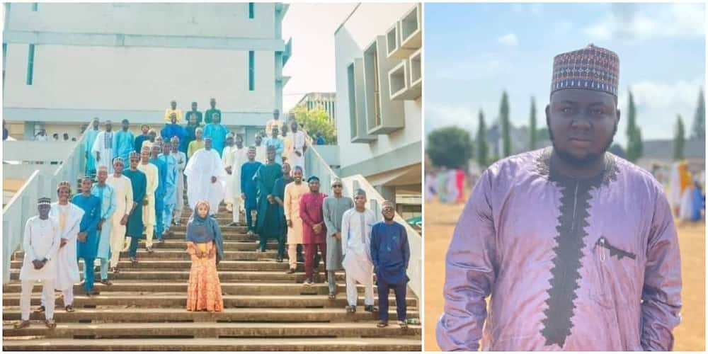 Nigerian man hails the only female in a graduating set, shares class photo.