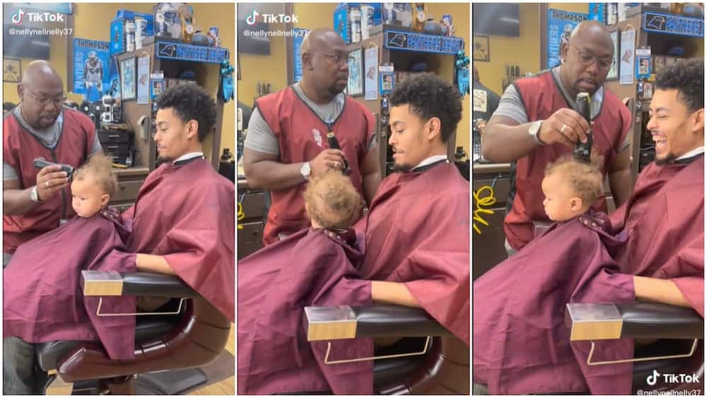 Kid's funny behaviour/taking first haircut.