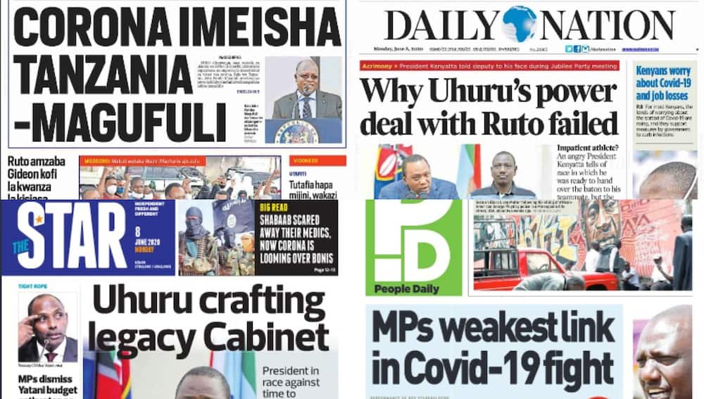 Kenyan newspapers review for June 8: Uhuru described William Ruto as impatient relay runner who will tire before finish line