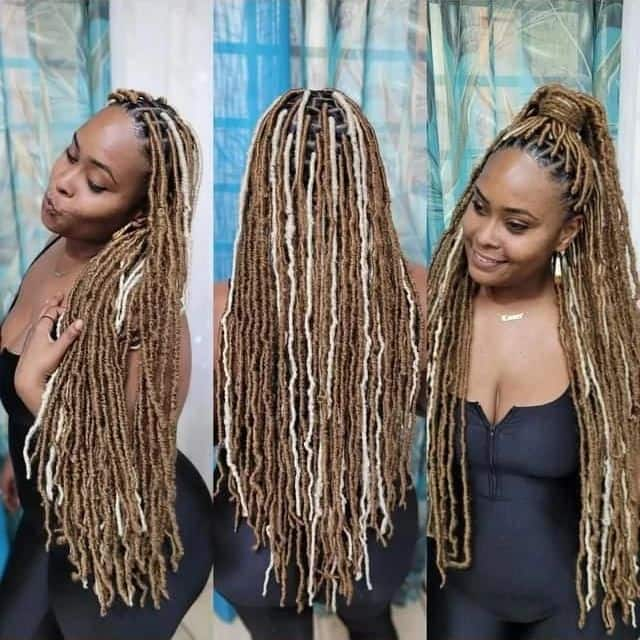 BLONDE GODDESS FAUX LOCS  Faux locs styles, Dreadlock hairstyles black, Faux  locs hairstyles