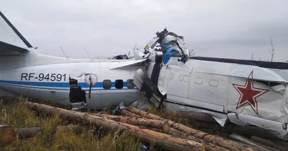 The wreckage of the L-410 plane that crashed in Russia. Photo: AFP.