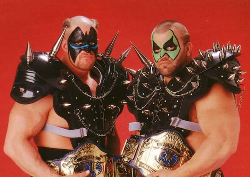 The aggressive The Road Warriors posing for a photo