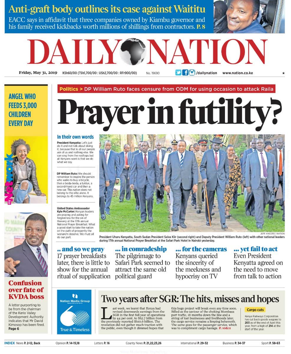 Magezeti ya Kenya Ijumaa, Mei 31: Naibu wa rais William Ruto asema si mwizi