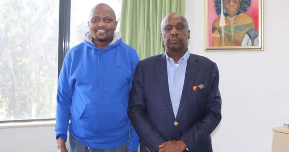 Moses Kuria (left) was elated after several politicians paid him a visit in hospital.