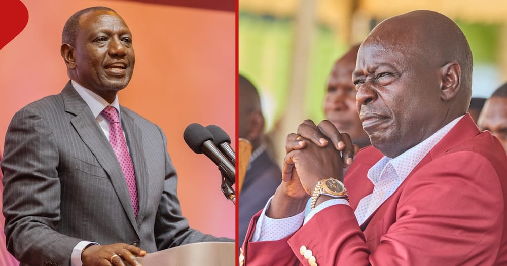 William Ruto (left frame) stating that he agreed with Rigathi Gachagua (right frame) to pick on women as deputy presidents.