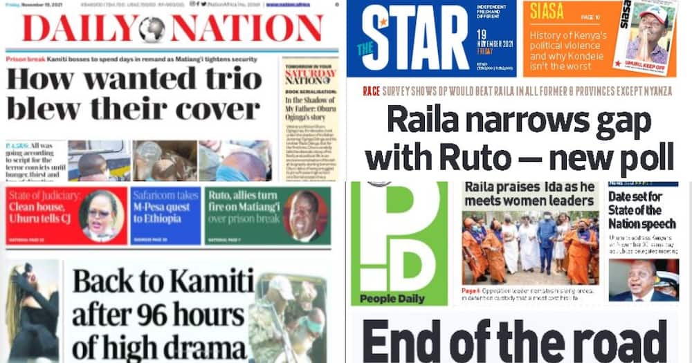 Kenyan Newspapers Review: William Ruto and his allies call for Matiang'i's sacking over Kamiti prison break