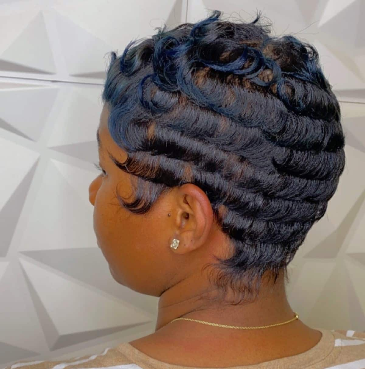 Finger waves outlet short black hair